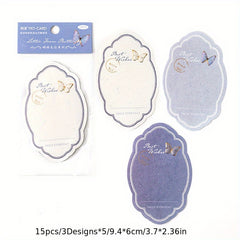 15 sheets Bronzing Embossed Sticky Notes Butterfly Letter Series