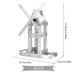 DIY Tower Crane & Windmill Building Kit Alloy Blocks Boys 8 Gift