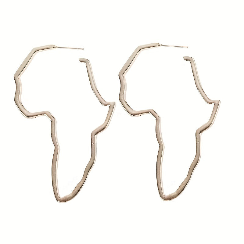 Hollow African Map Dangle Earrings Ethnic Hip Hop Style Jewelry
