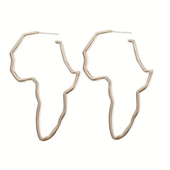 Hollow African Map Dangle Earrings Ethnic Hip Hop Style Jewelry