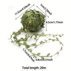 20 Yards Olive Green Leaves Leaf Trim Ribbon for DIY Craft Party Wedding Decor