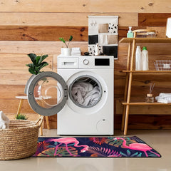 Pink Flamingo Leaf Print Floor Mat Indoor Bathroom Decor