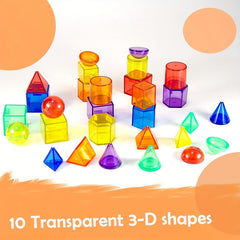 60 PCS 3D Shapes Translucent Toy For Light Table Math Manipulatives