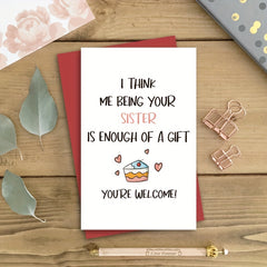 Funny Birthday Card From Sister Humorous Greeting Sister Card