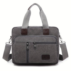 Men's Canvas Briefcase Messenger Bag with Pockets