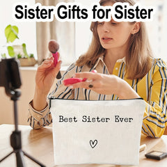 Portable Cosmetic Bag with Zipper Closure