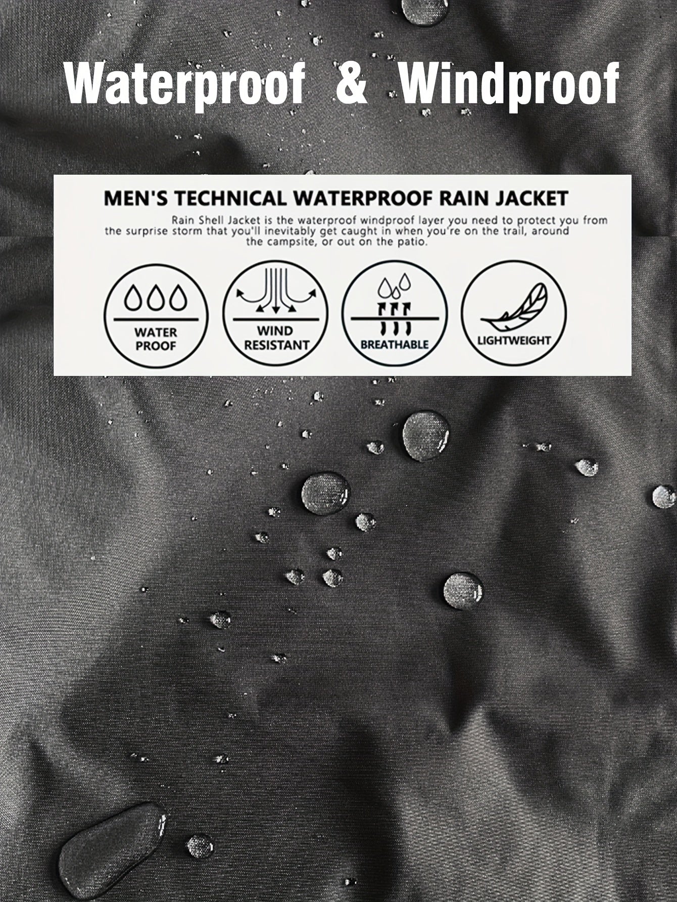 Men's Casual Hooded Block Waterproof Windbreaker Jacket Coat