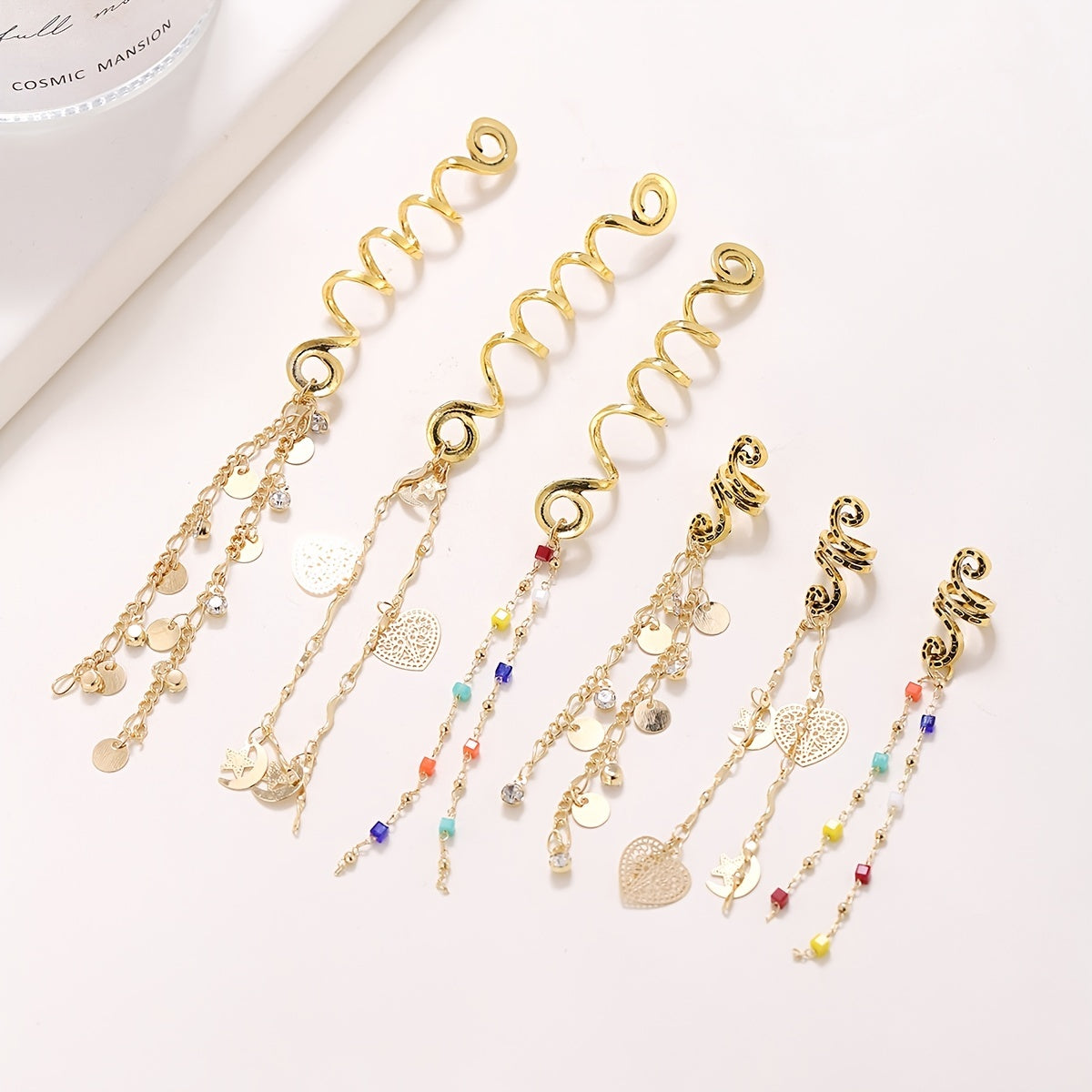 Golden Pendant Hair Jewelry for Braids Tassels Loc Accessories