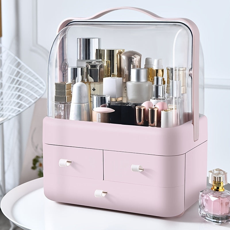 Large Capacity Makeup Organizer with Drawer and Lid