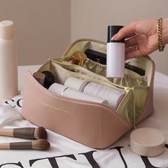 Portable PU Leather Cosmetic Case Toiletry Bag for Travel
