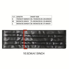Vintage PU Leather Wide Belt Elastic Waist Belt Classic Dress Coat