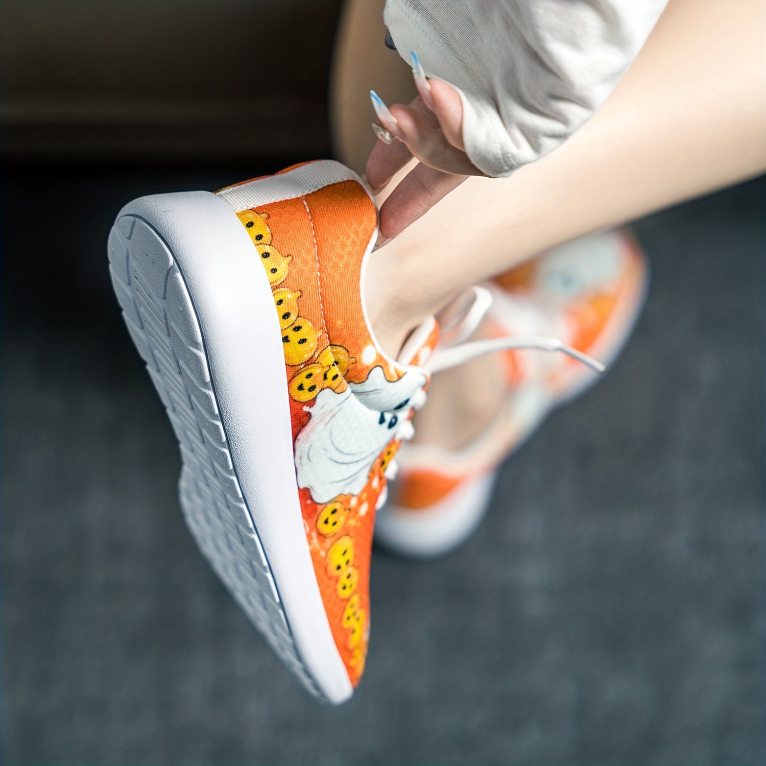 Halloween Pumpkin Ghost Print Sneakers