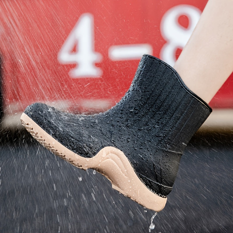Women's Waterproof Rainboots Solid Mid Calf Boots