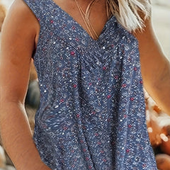  Floral Print V Neck Tank Top