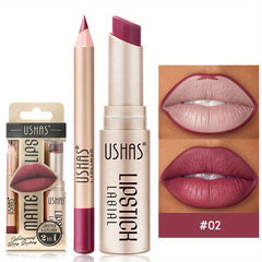 Matte Lipstick Lip Liner Set Nude Long Wear Waterproof Makeup