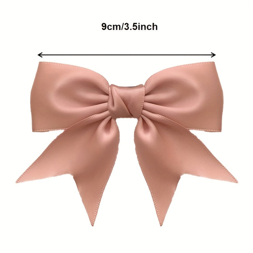 2pcs Solid Bow Decor Hair Clip Sweet Bowknot Duck Billed Clip