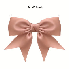 2pcs Solid Bow Decor Hair Clip Sweet Bowknot Duck Billed Clip