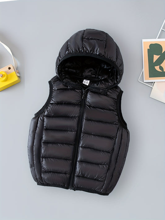 Boys Puffer Vest Hooded Zip Sleeveless Jacket Kids Clothes Winter