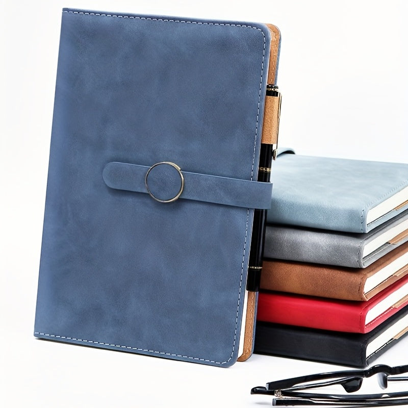 A5 Cowhide Notebook with Buckle, Business Office Journal