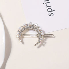 Rhinestone Faux Pearl Barrette Hair Clip for Women Girls