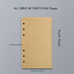 A5 Binder Refill Paper College Ruled Notebook Inserts