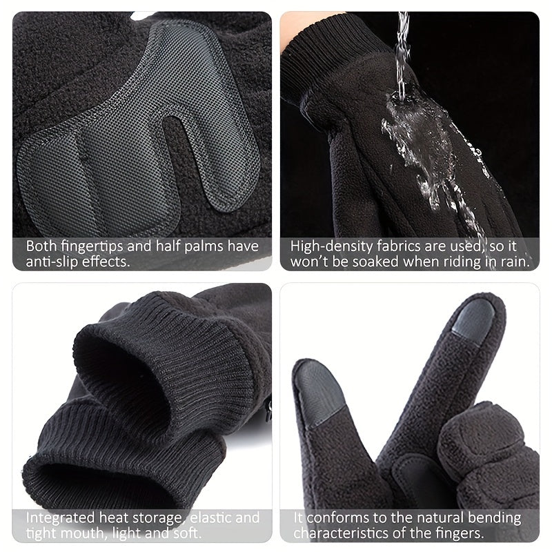 Winter Warm Gloves Polar Fleece Thickened Windproof Anti splashing Fleece Gloves