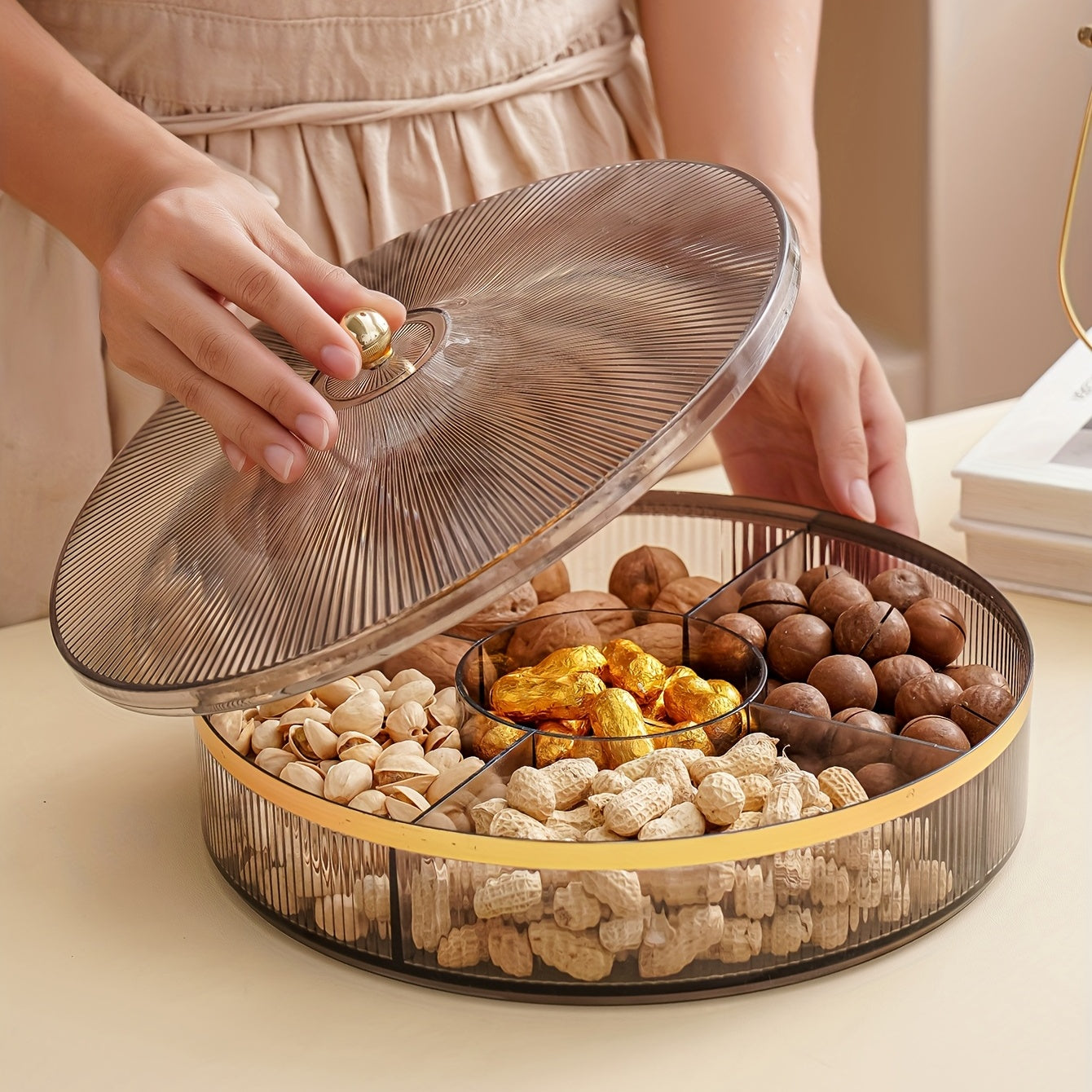Golden Candy Server Snack Storage Box For Wedding Party