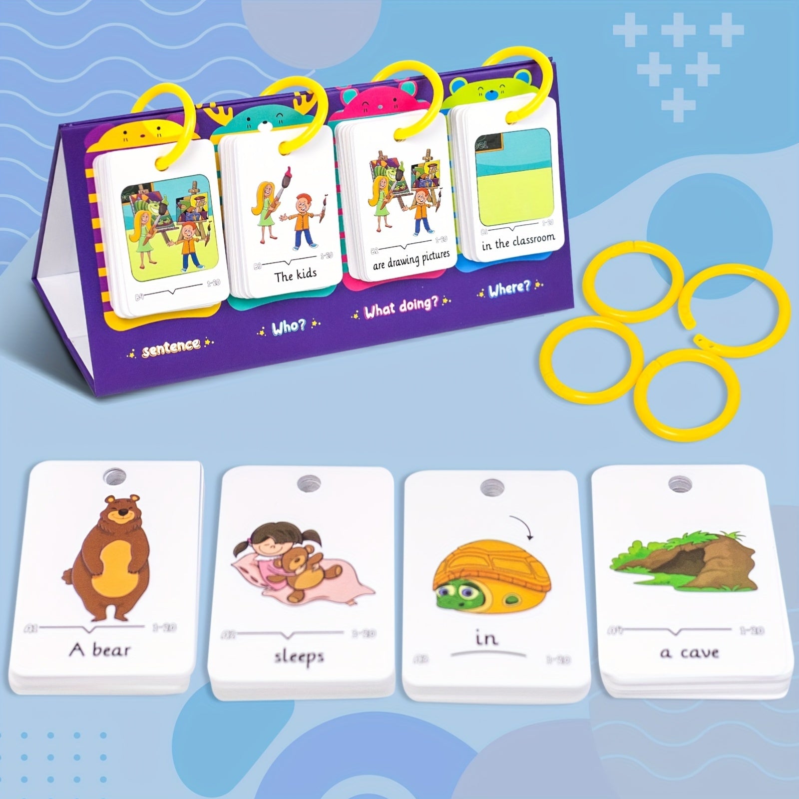 Educational Sentence Flip Chart Toy 80 Cards Double Sided Standing Flip Charts