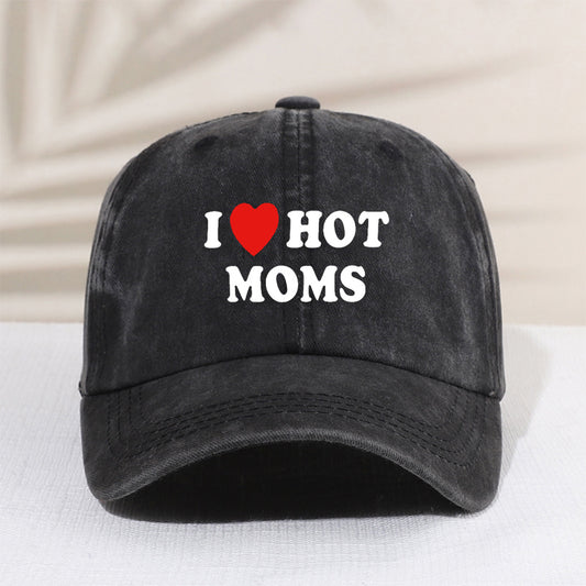 Girl's Mesh Printed I Love My Hot Moms Distressed Baseball Cap For Kids