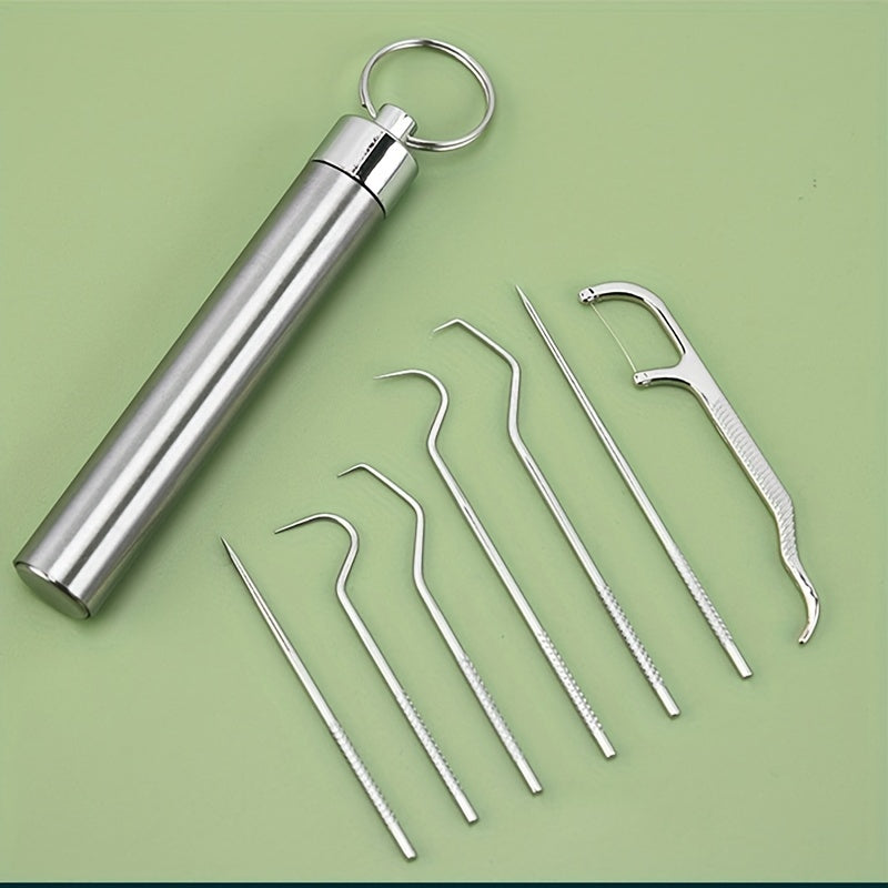 304 Stainless Steel Toothpick Set Portable Storage Oral Tooth Cleaning Tool