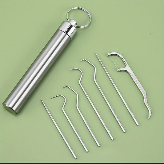 304 Stainless Steel Toothpick Set Portable Storage Oral Tooth Cleaning Tool