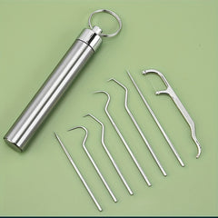 304 Stainless Steel Toothpick Set Portable Storage Oral Tooth Cleaning Tool