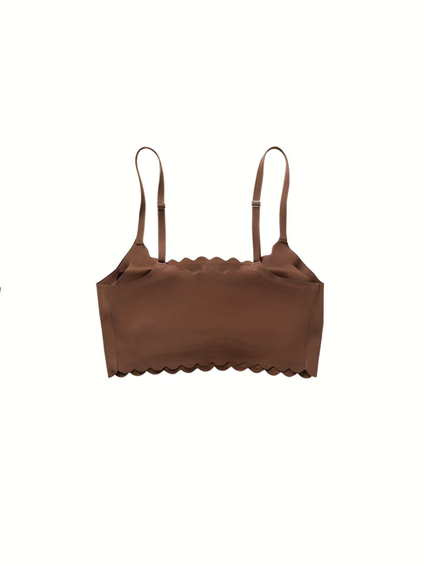 Scallop Trim Seamless Bra Wireless Everyday Bra Women's Lingerie