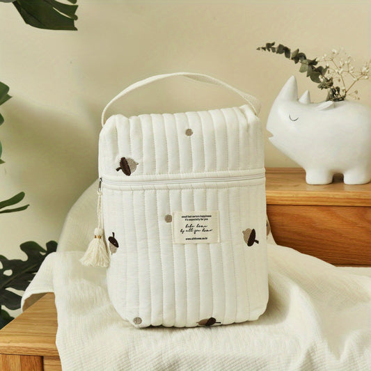 Quilted Embroidered Nappy Bag - Diaper Organizer for Moms On the Go