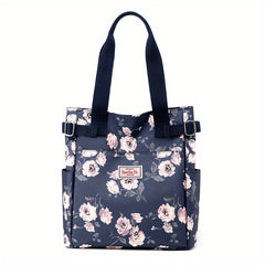 Floral Butterfly Print Tote Bag Large Capacity Shoulder Bag