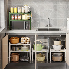 Expandable Cabinet Shelf Organizer Under Sink Bathroom Storage Rack