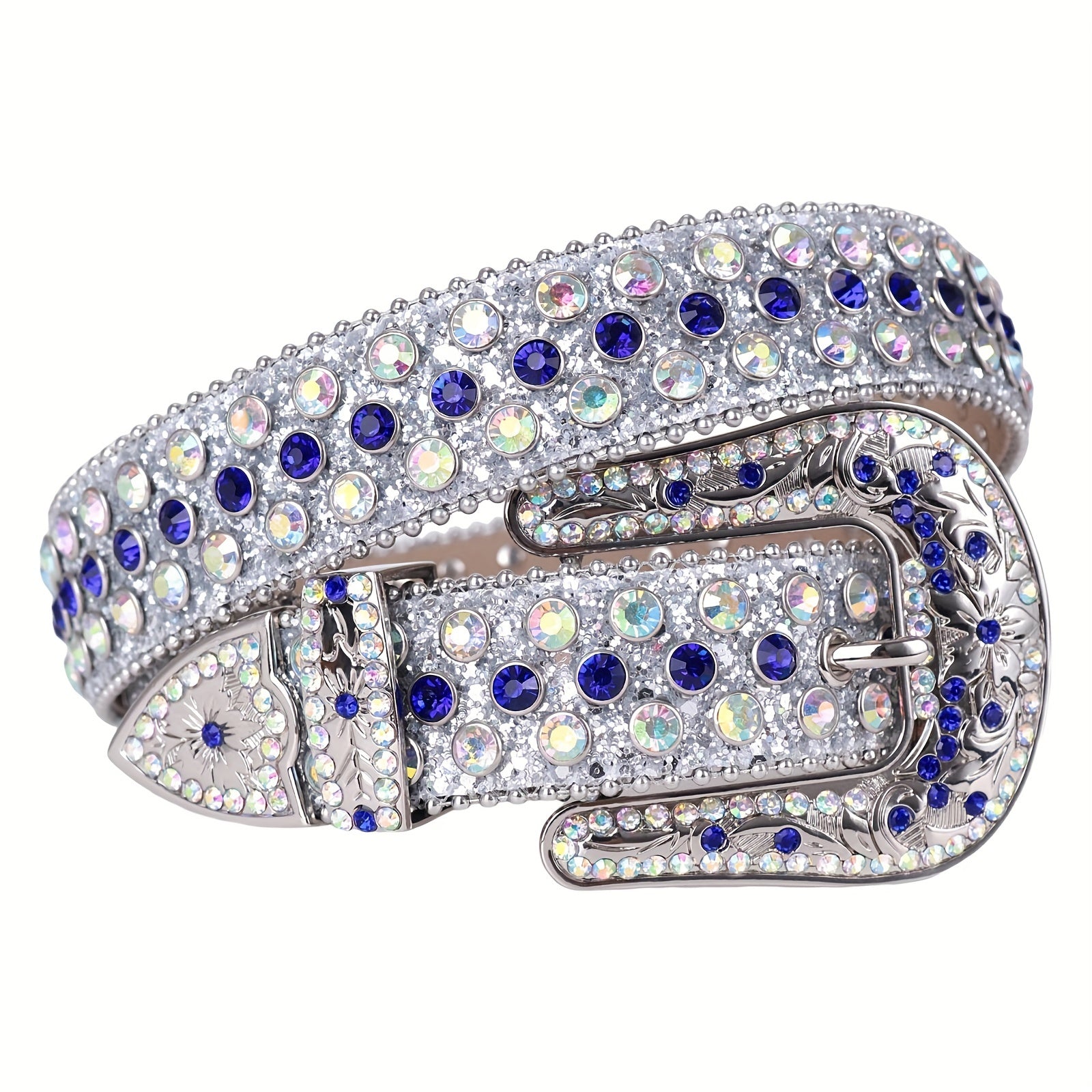 Sparkle Studded Rhinestone Leather Belt for Jeans Dress