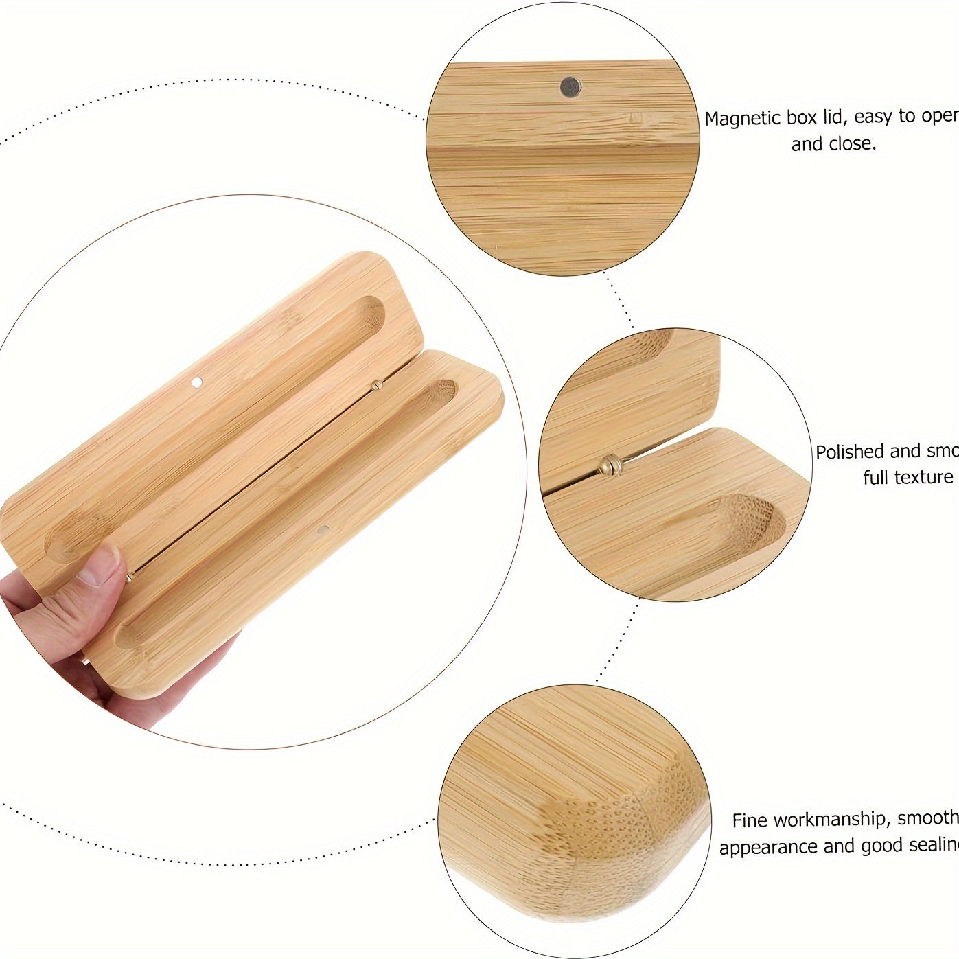 Bamboo Wood Pencil Case Office Pen Holder Stationary Ballpoint