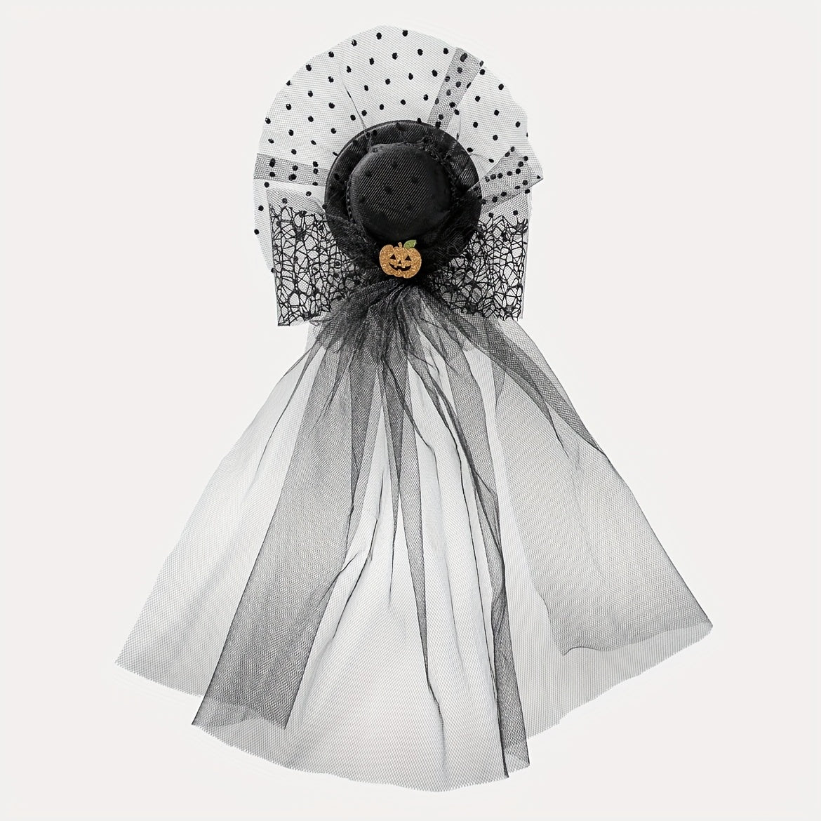 Halloween Pumpkin Decor Head Veil Mesh Lace Hair Accessory