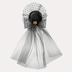 Halloween Pumpkin Decor Head Veil Mesh Lace Hair Accessory