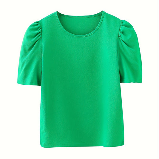 Versatile Puff Short Sleeve T shirt Girls Solid Tees Summer Clothes Party Gift