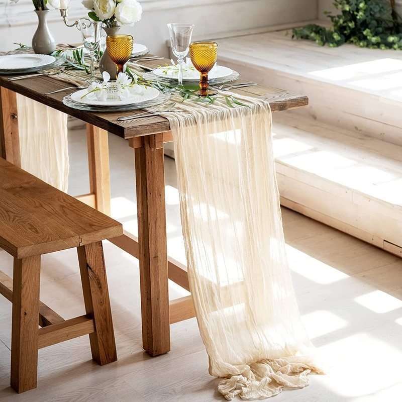 Boho Cheesecloth Table Runner for Wedding Bridal Baby Shower Ho
