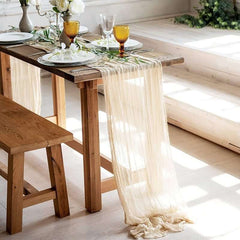 Boho Cheesecloth Table Runner for Wedding Bridal Baby Shower Ho