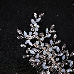 Silvery Faux Pearl Crystal Wedding Hair Comb Bridal Headpiece