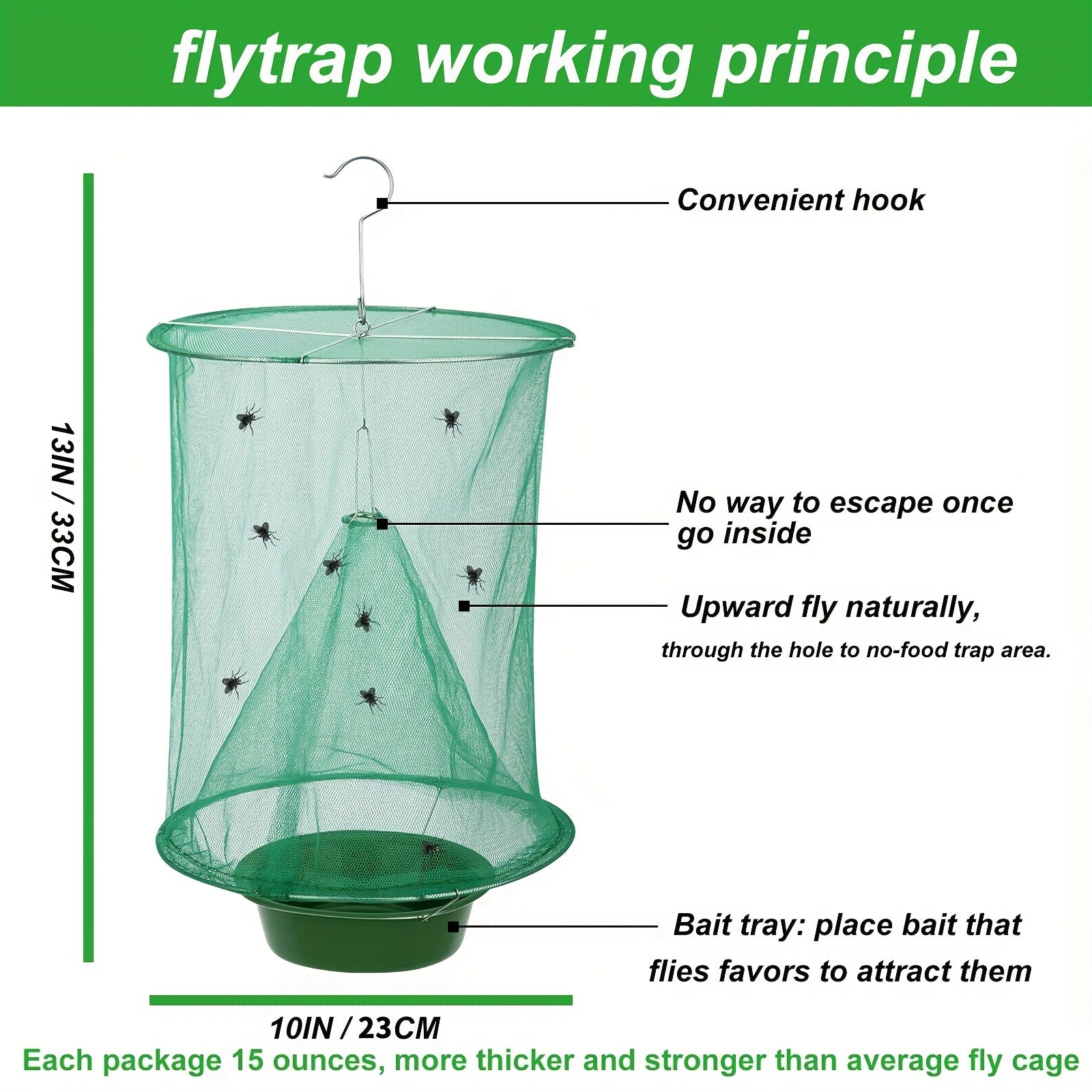 Reusable Ranch Fly Trap with Bait Tray - Hanging Horse Fly Catcher