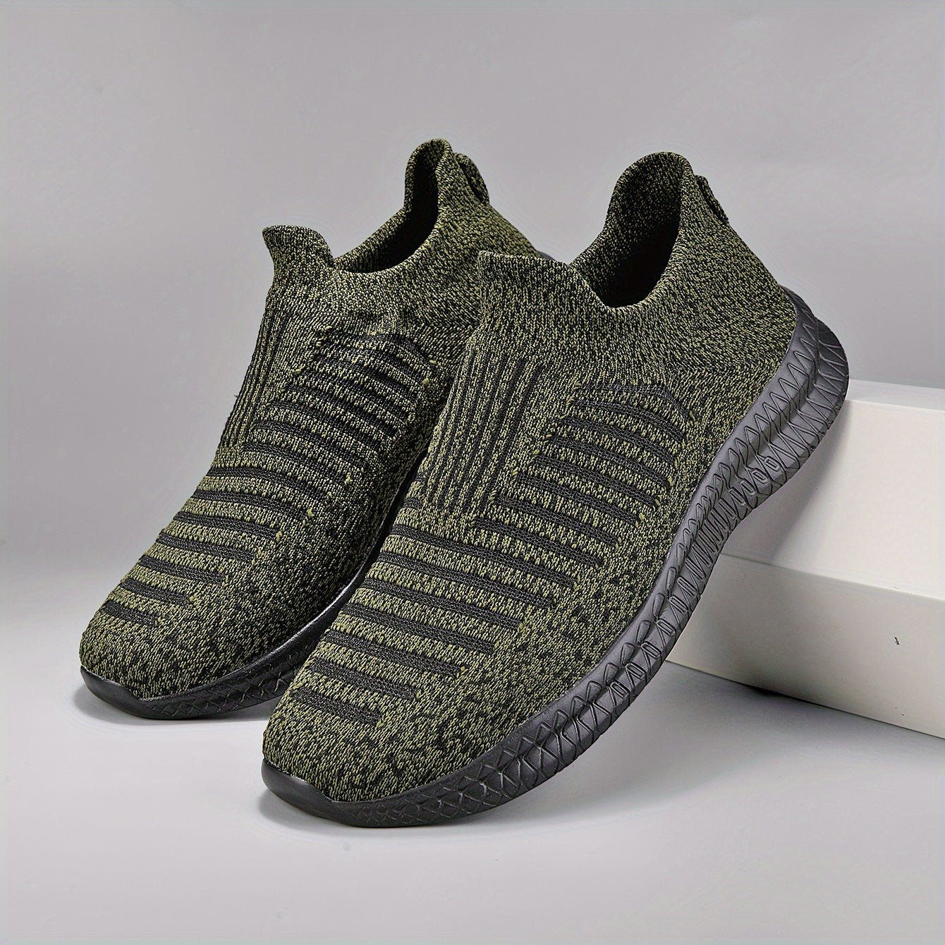 Men's Knitted Slip On Casual Shoes Breathable Lightweight Sock Shoes