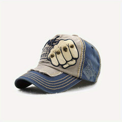Cotton Sunshade Embroidered Fist Rivet Baseball Cap for Men
