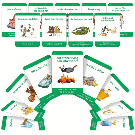 15pcs English Idioms & Proverbs Flashcards Set Ages 3 Educational Tools