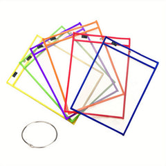 30pcs Oversized Reusable Dry Erase Pockets - Clear Plastic, Write & Wipe Pockets