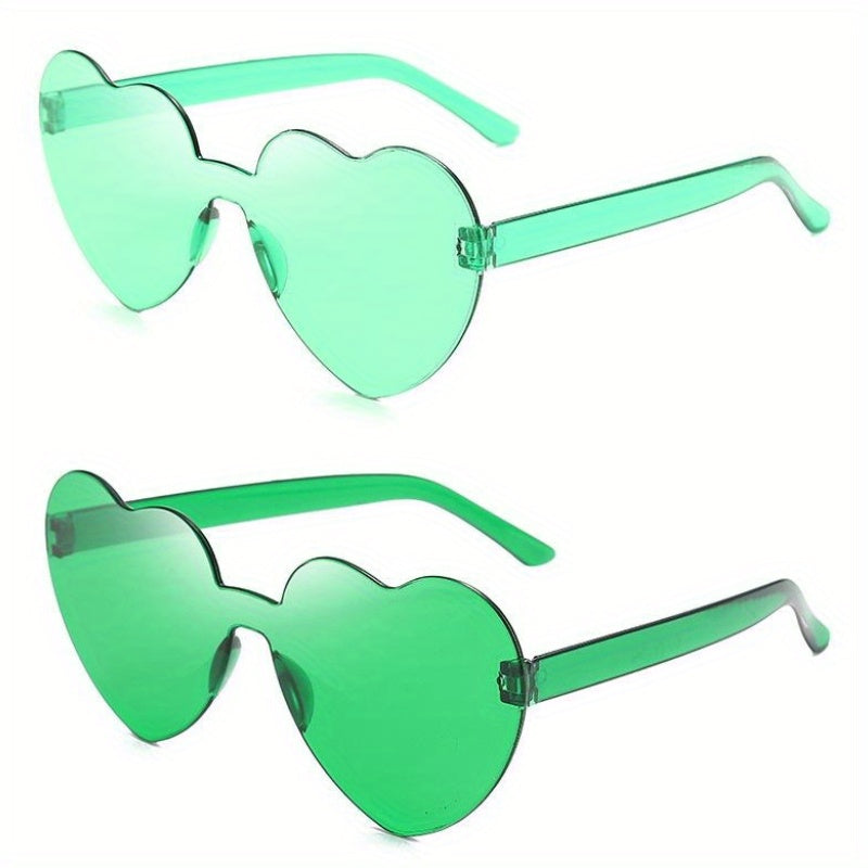 Heart Rimless Sunglasses Tinted Lens Glasses Clear Frame Eyewear